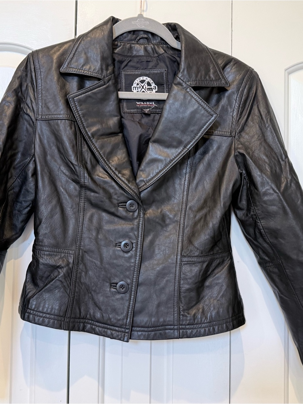 Vintage 90s Wilsons Black Maxima Leather Blazer Jacket